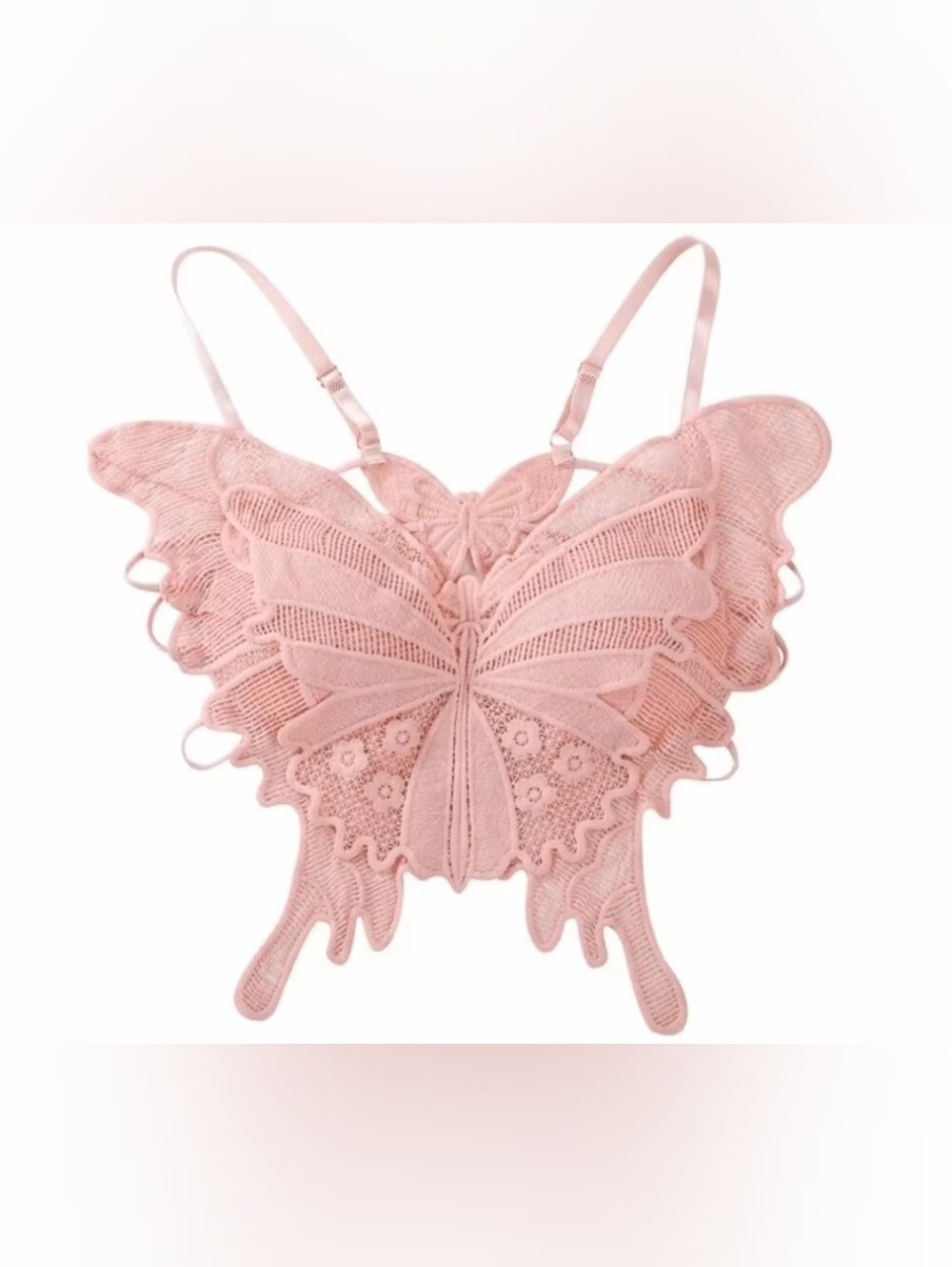Butterfly Lace Bralette - Blush Pink